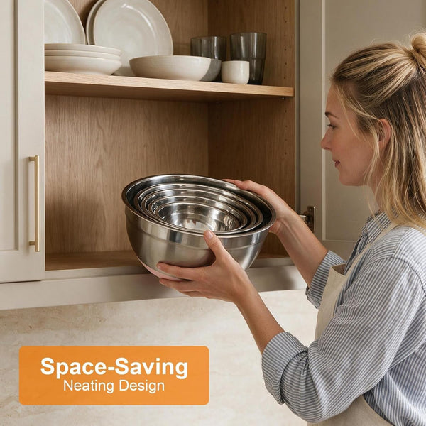 5PCS Stainless Steel Mixing Bowls Set with Non-Slip Silicone Base5