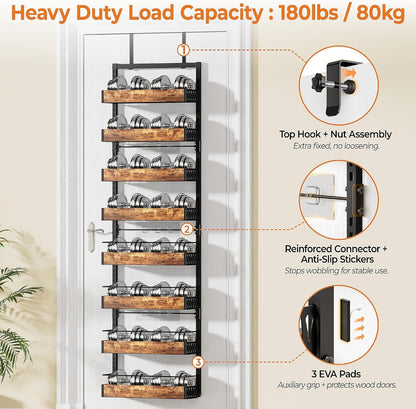 8 Tier over the Door Pantry Organizer Storage Spice Rack Adjustable Basket4