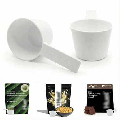 Lastfuel. Scoop Made for Huel Instant Meals and Protein, Measuring Cup, 94Cc, BPA Free, Durable, Dishwasher Safe, White (Pack of 2)1