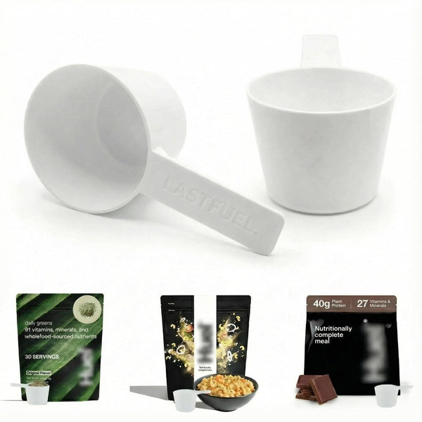 Lastfuel. Scoop Made for Huel Instant Meals and Protein, Measuring Cup, 94Cc, BPA Free, Durable, Dishwasher Safe, White (Pack of 2)1