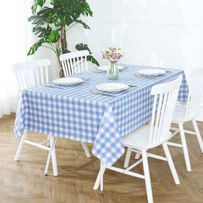 Rectangle Vinyl Tablecloth, 100% Waterproof Buffalo Gingham Plastic Table Cloth, Heavy Duty Wipeable Checkered Table Covers for Outdoor, Camping, Picnic, Patio - 54 X 78, Light Blue3