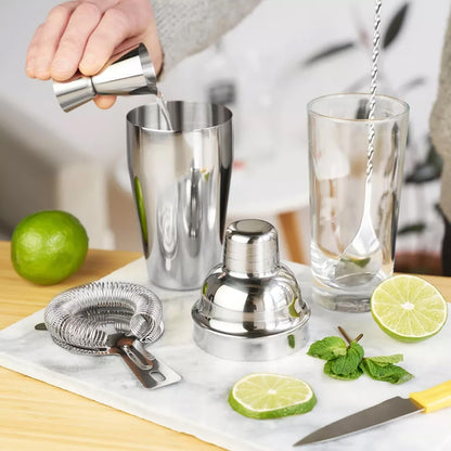 6-Piece Cocktail Shaker Set, Bartender Kit, Drink Shaker, Bar Set | Stainless Steel Cocktail Set with 24Oz Martini Shaker, Strainer, Muddler, Jigger, Mixing Spoon, Pour Spout, Housewarming Gift3