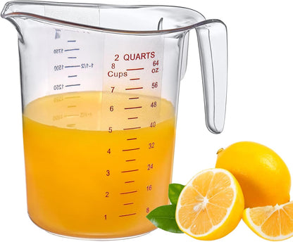 '- Melissa - 64-Ounce Plastic Measuring Pitcher (1-Pack), 8-Cup (2-Quart) Food-Grade Measuring Jug, Unbreakable, Stackable, Dishwasher-Safe, Great for Oil, Vinegar, Flour, and More1