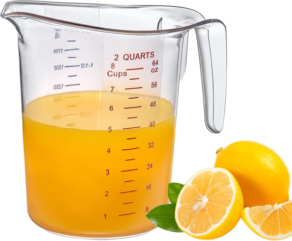 '- Melissa - 64-Ounce Plastic Measuring Pitcher (1-Pack), 8-Cup (2-Quart) Food-Grade Measuring Jug, Unbreakable, Stackable, Dishwasher-Safe, Great for Oil, Vinegar, Flour, and More1