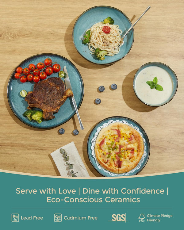 Stoneware Dinnerware Sets for 8, 32Pcs Ceramic Plates and Bowls Sets4