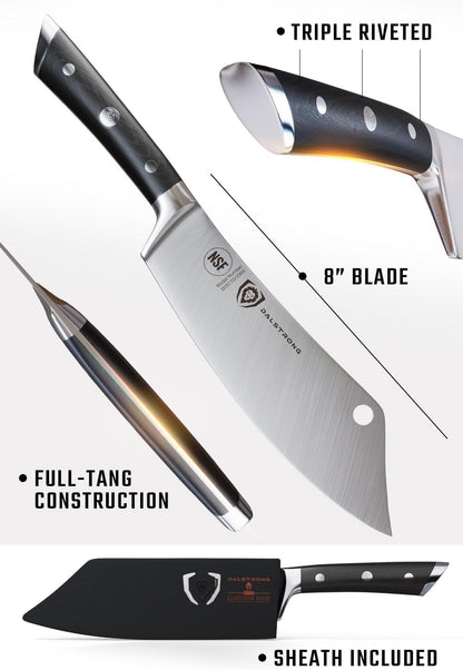 Crixus 8" Chef and Cleaver Knife - German HC Steel6
