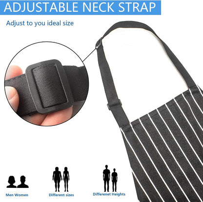 Adjustable Kitchen Aprons, Unisex, 2 Pack | 2 Large Pockets, Cotton-Polyester Blend, Bib Apron, for Home, BBQ & Restaurant Use3