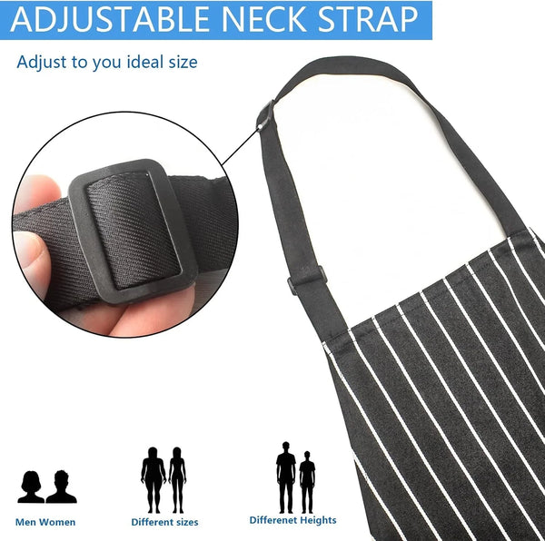 Adjustable Kitchen Aprons, Unisex, 2 Pack | 2 Large Pockets, Cotton-Polyester Blend, Bib Apron, for Home, BBQ & Restaurant Use3