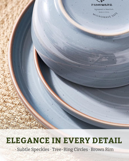 Meteor 12-Piece Stoneware Dinnerware Set, Blue Gray4