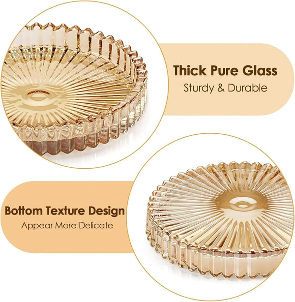 Modern Clear Coasters Set of 5- Glass Cute Coasters for Drinks, Amber | Crystal Coaster round Chic Cup Mat Cute Coffee Table Coaster for Kitchen, Bar, Dining Room, Living Room, Patio4
