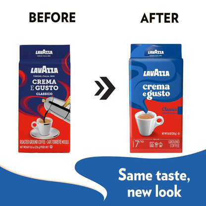 Lavazza Crema E Gusto Ground Coffee, Medium Roast, Arabica and Robusta Blend, 8.8 Oz Brick (Pack of 4)3