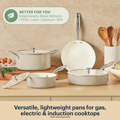 10-Inch Fry Pan Ceramic Cookware with Stainless Steel Handles | Healthy Nonstick Ceramic Coating, Induction Compatible Stainless Steel, PFAS Lead Cadmium BPA Free2