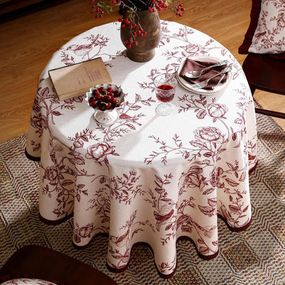 Designer French Linen round Tablecloth,Diameter 55"-Harmony7