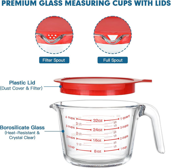 4 Pieces Glass Measuring Cups Set2