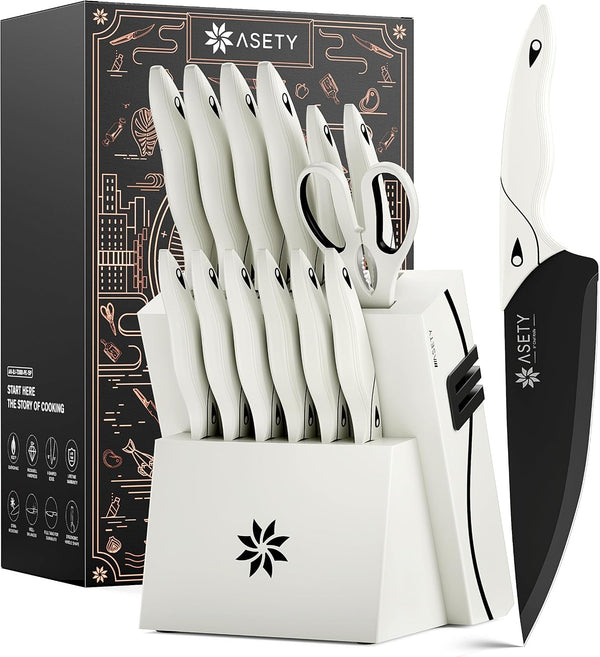 Kitchen Knife Set with Block 15 PCS, Dishwasher Safe Kitchen Knives1