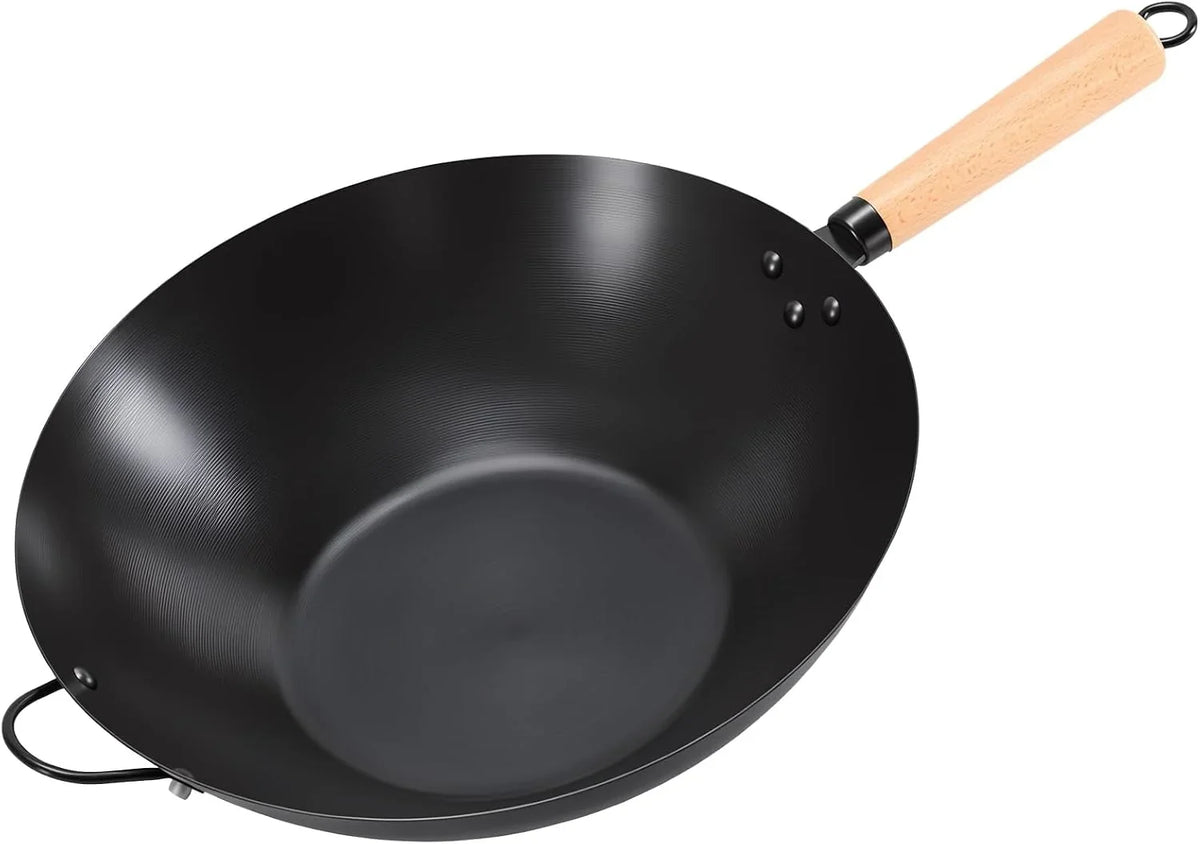 13-5-carbon-steel-wok-pan-no-chemical-coating-pre-seasoned-flat-bottom-pow-wok-for-family-meals-and-camping-compatible-with-induction-electric-gas-open-fire-black