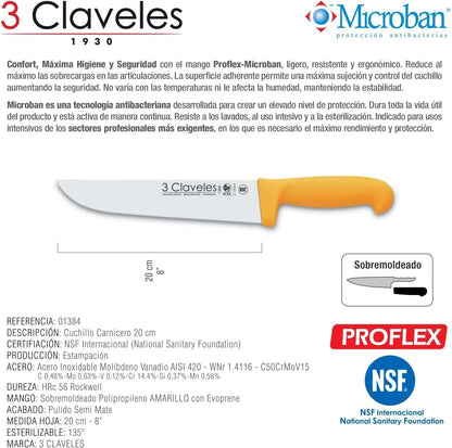Cuchillo Carnicero Polipropileno Amarillo 20 Cm - 8 Inches FH 3C3
