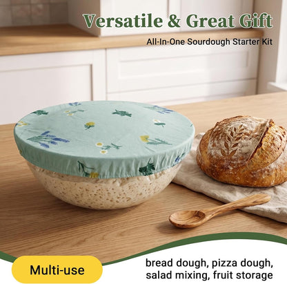 Glass Mixing Bowls 6.3 QT with Reusable Beeswax Bowl Covers for Sourdough Bread Making, 12 Inch Thickened Clear Large Salad Bowls for Kitchen Baking, Food Prep, Prepping, Microwave & Dishwasher Safe7