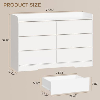 White Dresser for Bedroom, 6 Drawer Dresser Chest of Drawers2