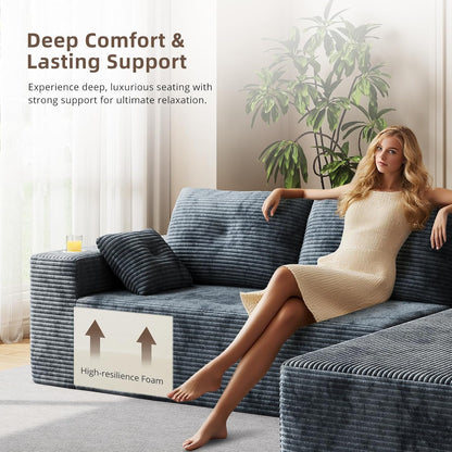 109" Boneless Couches for Living Room, Modular Sectional Sofa with Oversized Chaise, L-Shape Cloud Couch with Deep Seat (Dark Gray, Right Facing Chaise)6