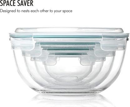 Mixing Bowl with Latching Lids 8-Pieces Set – Airtight, Leakproof, BPA Free Lids, Nesting, Meal Prep, Baking, Salad, Food Storage & Serving Bowl, Microwave, Fridge & Freezer, Dishwasher Safe3