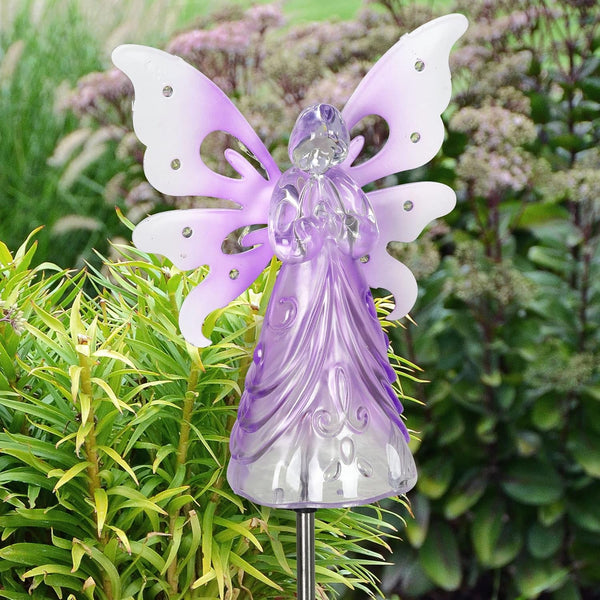 Garden Solar Lights, Decorative Angel Garden Stake, 13 Leds, Cute Yard and Pathway Decor, Purple, 7 X 40 Inch8