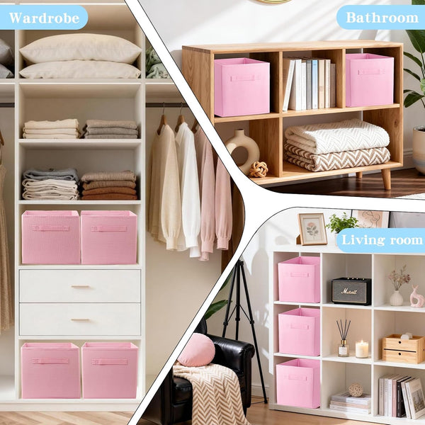 10.5" Collapsible Storage Cubes, Fabric Foldable Storage Bins with Handles6