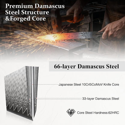 3 PCS Damascus Knife Set, Kitchen Knife Set in Damascus Steel | Professional Ultra-Sharp Japanese Knife Set, 67-Layer High Carbon Steel Chef Knife Set with Ergonomic G10 Handle4