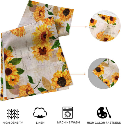 Watercolor Sunflower Table Runner and Place Mats Set of 6 – 70 In4