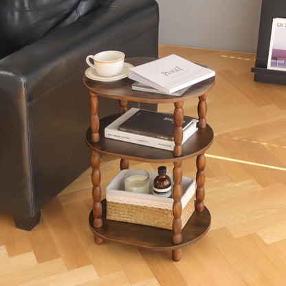 Side Table, 3-Tier Small End Table, Modern Oval Night Stand Accent Table for Living Room, Bedroom, Rustic Brown6