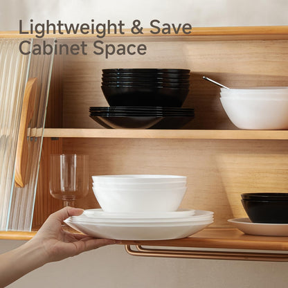 12-Piece Plates and Bowls Set, Glass Dinnerware Sets for 45