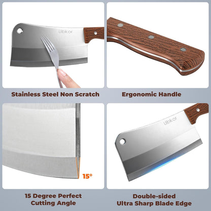 7 Inch Meat Cleaver Knife, Butcher Knife Chef Knife Heavy Duty Bone Chopper3