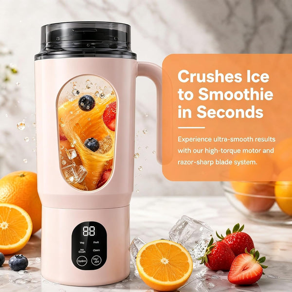 580Ml Portable Personal Smoothie Blender with 12 Serrated Blades, USB-C Rechargeable IPX6 Waterproof Small Mini Blender, Fruit Mixer with Self-Cleaning, for Kitchen, Gym, Office, Camping Travel2