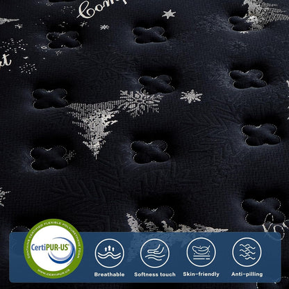 Queen Mattress 12 Inch, Cooling Hybrid Bed in a Box, 7-Zones Individual Pocket Spring, Mattress Queen for Back Pain Relief & Motion Isolation, Fiberglass-Free, Certipur-Us, 365-Night Trial5