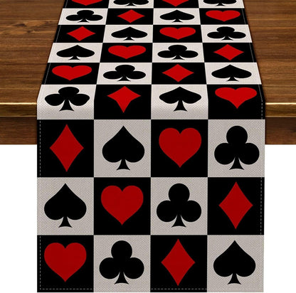 Linen Casino Table Runner Las Vegas Party Decoration Poker Night Themed Birthday Party Supply Dining Room Kitchen Home Decor (13" X 108")1
