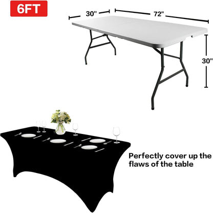 2 Pack 6FT Black Table Cloth for Rectangular Spandex Table Cover | Fitted Events Stretch Covers Washable Spandex Tablecloth Protector for Party, Wedding, Cocktail, Banquet, Festival3