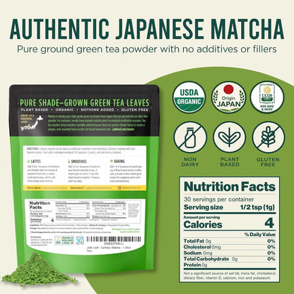 Powder, Organic Culinary Grade, 30G / 1.06Oz | Best for Matcha Lattes, Baking, and Smoothies! - Authentic Japanese Matcha Green Tea Powder - Resealable Pouch2