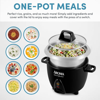 Housewares Select Stainless Rice Cooker & Warmer with Uncoated Inner Pot, 3-Cup(Uncooked)/6-Cup(Cooked)/ 1.2Qt, ARC-753SGB, Black2