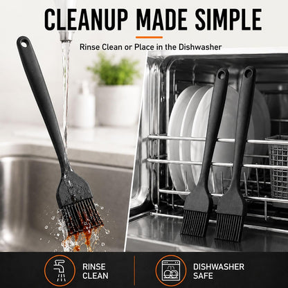 Silicone Basting Pastry Brush for Baking Bbq Spread Oil Butter | 2 Pack Cooking Kitchen Brushes, Heat Resistant BPA Free, Dishwasher Safe5