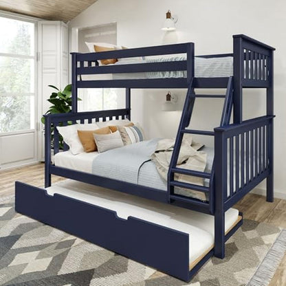 Max & Lily Classic Twin over Full Bunk Bed with Trundle, Blue1