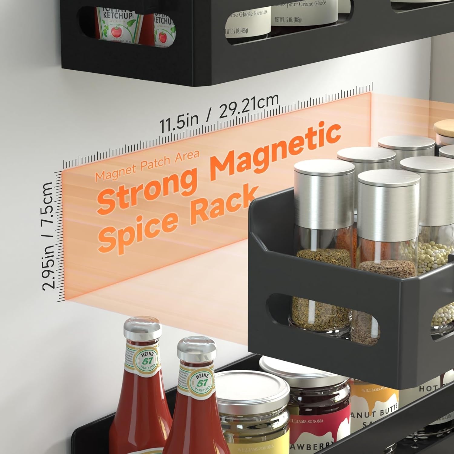 4-pack-magnetic-spice-rack-for-refrigerator-with-hooks-black