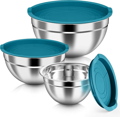 Mixing Bowls with Airtight Lids, 6-Piece Stainless Steel Salad Bowls1