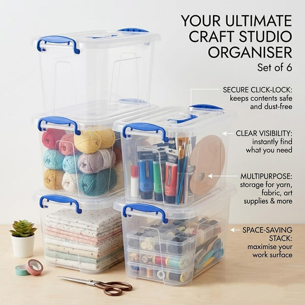6-Pack Clear Plastic Storage Bin with Lids, Stackable Organizer Box with Latching Handle, 6.5L/7Quart4