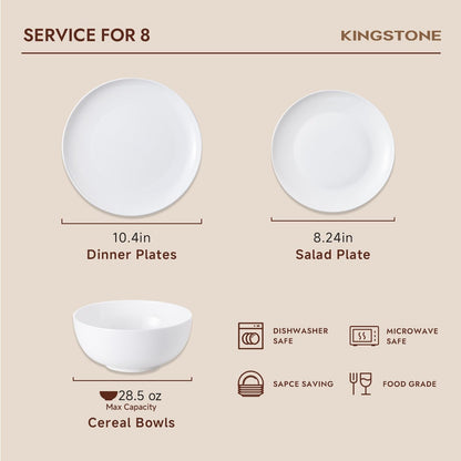 Bone China Dinnerware Set for 8, 24-Piece Plates and Bowls Set3