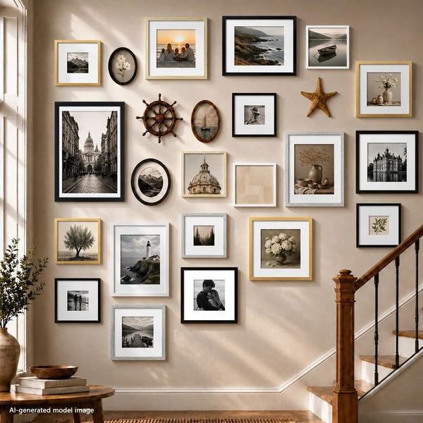 12X12 Black Picture Frame 8X8 with Mat Set of 95