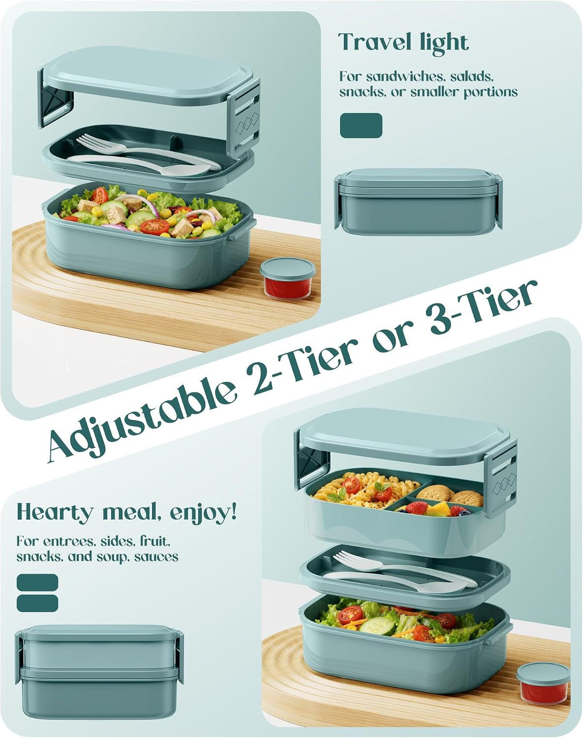 bento-lunch-box-65-oz-3-tier-stackable-lunch-container-adjustable-2-3-tier-design-bpa-free-food-grade-plastic-leakproof-microwave-dishwasher-safe-green