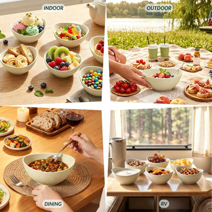 Unbreakable Cereal Bowls Wheat Straw Bowls Set 26 OZ Plastic Bowls Alternative for Kitchen 6 PCS Resuable Dessert Bowls for Party,New Home,Dorm Microwave & Dishwasher Safe-Beige8