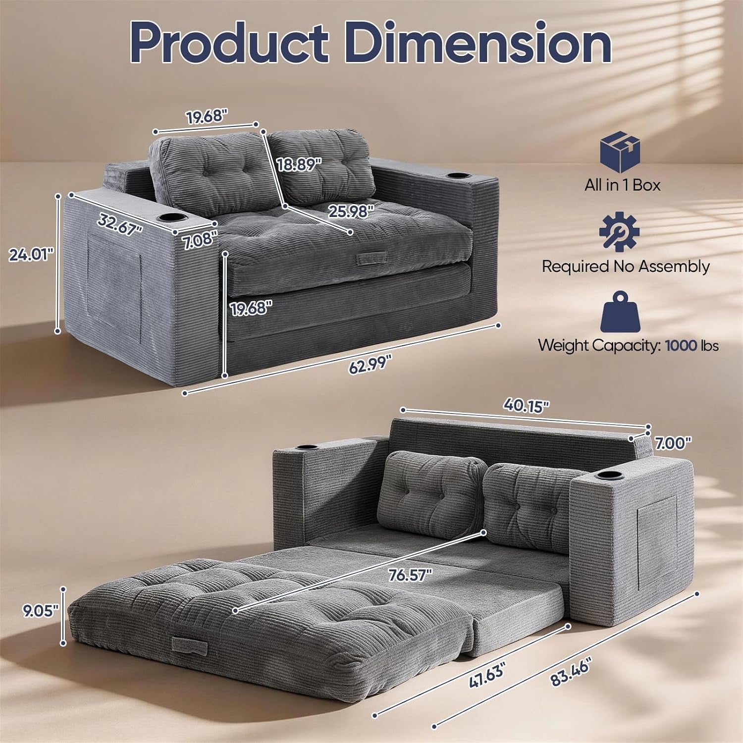 63-loveseat-sleeper-sofa-bed-boneless-convertible-corduroy-pull-out-couch-with-cup-holders-and-2-pillows-space-saving-sofa-bed-for-small-spaces-living-room-bedroom-grey