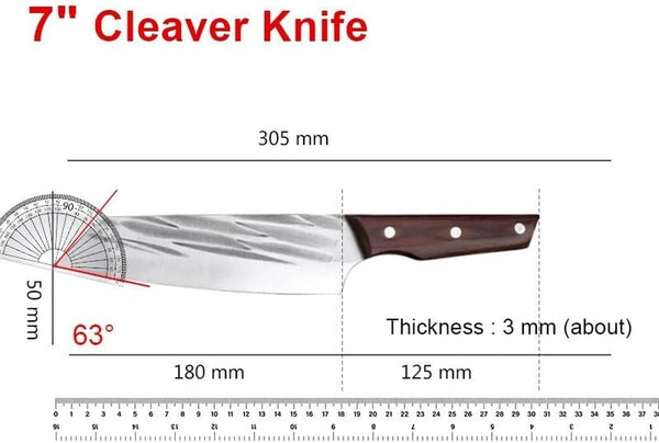 Cleaver Knife,Meat Cleaver 7 Inch Meat Cleaver Hand-Forged Kitchen Chef Slicing Knife Wooden Handle Stainless Steel Butcher Fish Knife Cooking Tools2