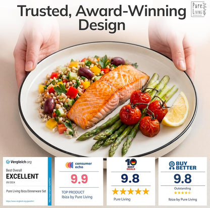 24 Piece White Dinnerware Set for 6, Modern Porcelain Plates and Bowls Set3